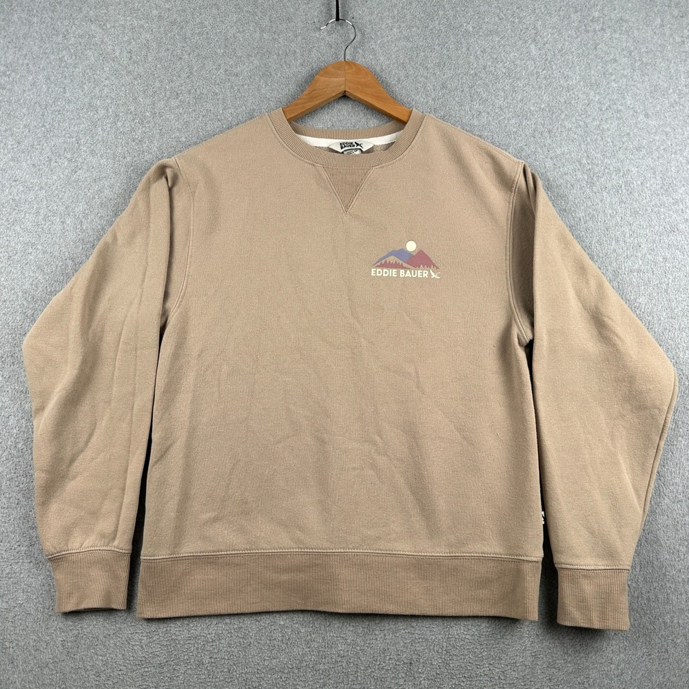 Eddie Bauer Sweatshirt Womens S Live Your Adventure Tan Graphic Logo Pullover